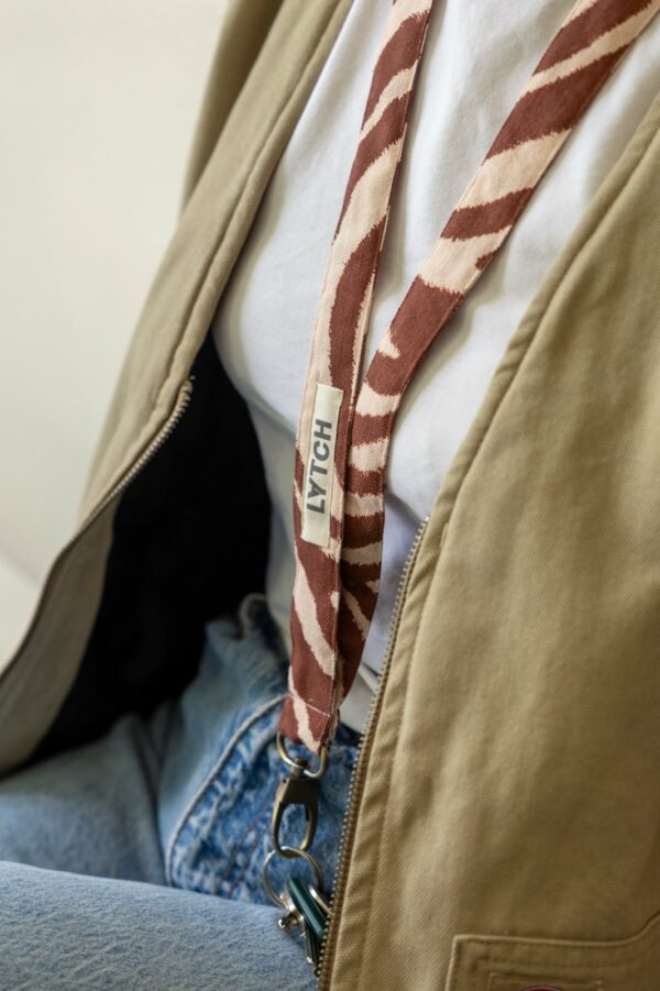 Brown zebra pattern lanyard