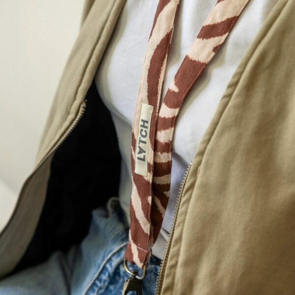 Brown zebra pattern lanyard. - Image 2