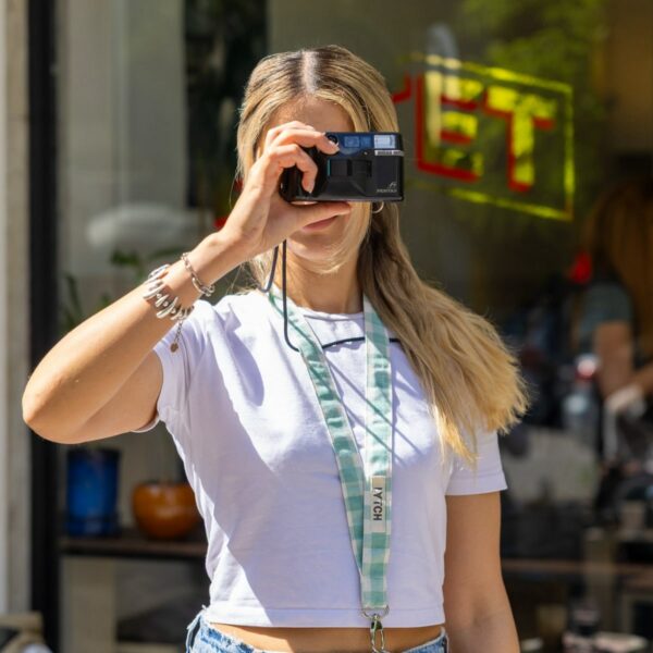 Mint Green plaid lanyard.