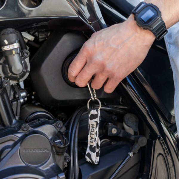 Black & white leopar print key holder.